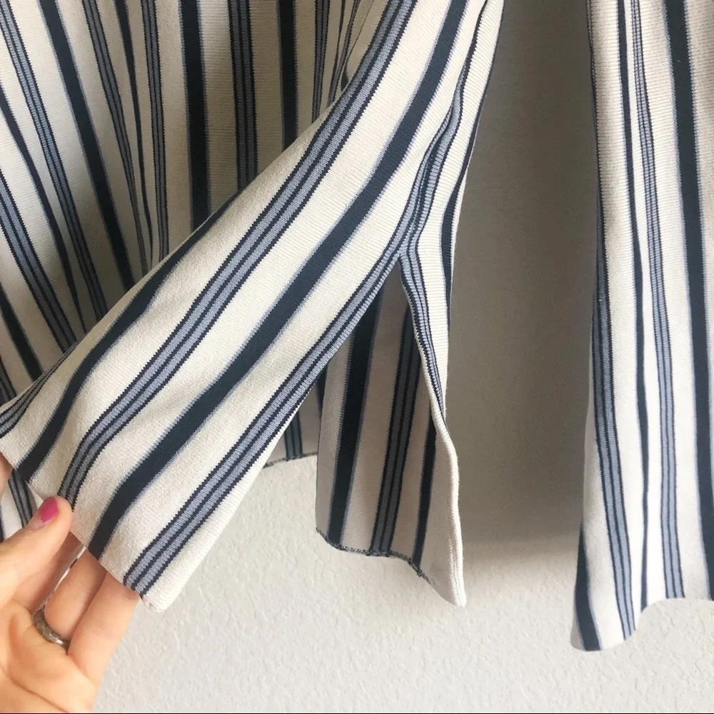 Ann Taylor Silk Blend Striped Wide Sleeve Knit Sweater Top